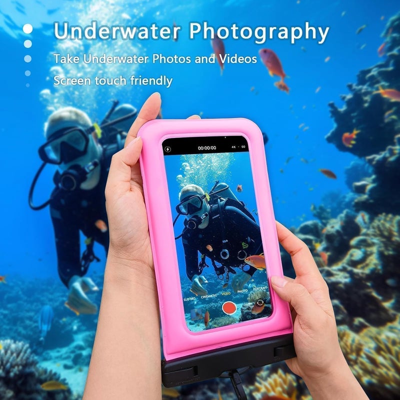 Foweroty Floatable Waterproof Phone Pouch/Case with Crossbody Lanyard for iPhone 17 Series 16 Pro Max/15 Pro/14/13/12, IP68 Cellphone Dry Bag Beach Cruise Ship Essentials, 1 Pack-Pink-7″ - Image 4